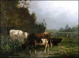 Quel peintre français a réalisé ce tableau ' Vaches à la mare' ?