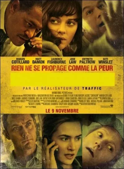 Dans quel film catastrophe sorti fin 2011 Matt Damon partage-t-il l'affiche avec Kate Winslet, Marion Cotillard et Jude Law ?