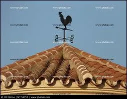 Un coq pond un oeuf sur un toit, le vent vient de gauche et une pente de 65 est  droite, de quel ct tombe t-il ?
