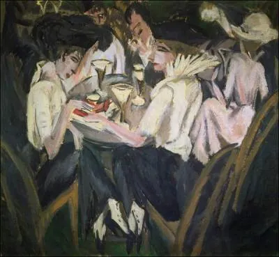 Quel peintre allemand a ralis 'Sur la terrasse de caf' ?