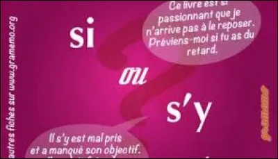 Quelle phrase doit-on compléter par ''s'y'' puis ''si'' ?