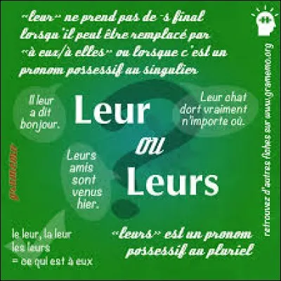 Dans quelle phrase ne doit-on pas mettre un ''S'' à ''leur'' ?