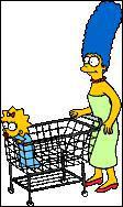 De quelle couleur est le caissier qui passe les articles de Marge ?