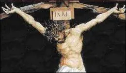 Que signifie l'inscription "INRI" visible sur la croix ?