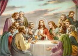 Au cours de ce dernier repas, Jésus institua un rite qui consistait à consommer du pain et du vin identifiés à son corps et à son sang. Quel est le nom de ce sacrement chrétien ?