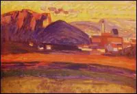 Qui a peint 'Paysage de montagne avec un village' ?