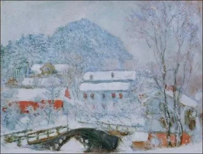 Qui a peint 'Village de Sandviken sous la neige' ?
