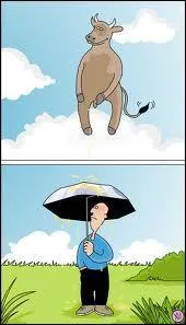 Pourquoi cet homme ouvre-t-il son parapluie ?