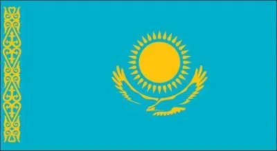 Le bleu est l'unit du peuple sous un ciel pur; l'aigle d'or et le soleil symbolisent l'amour de la libert; la bande est un motif ornemental traditionnel. Quel est ce pays ?