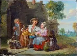 Qui a peint 'Famille de paysans dans une cour' ?