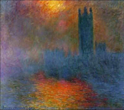 Qui a peint Le parlement, effet de soleil dans le brouillard ?