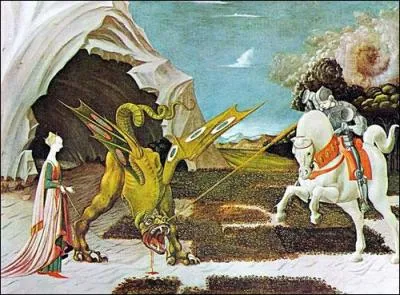 Paolo Uccello est l'auteur de ce tableau intitul 'Saint Georges terrassant le dragon' :