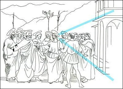 Comment s'appelle le point vers lequel convergent les lignes bleues de ce tableau ?