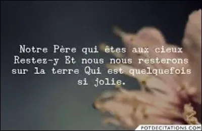 ''Notre Père qui êtes aux Cieux... Restez-y ! ''