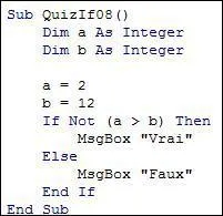 Avec une ngation Not, ce programme...