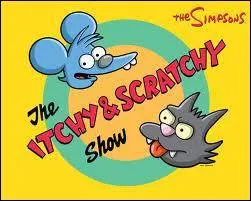 Dans le gnrique de 'The Itchy and Scratchy Show', la srie que Bart regarde tout le temps, qui a la massue et qui a le marteau ?
