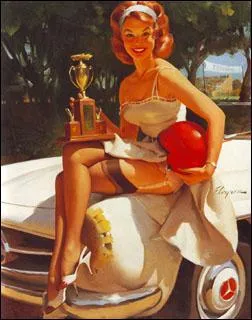 Que porte dans sa main gauche cette Pin-Up ?