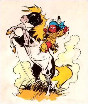 Comment s'appelle le petit mustang pie qui l'accompagne dans ses aventures ?