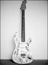 Quel est le prix en dollards de cette guitare ddicace entre autres par Eric Clapton, Jimmy Page, Mick Jagger, Bryan Adams, Keith Richards, Paul McCartney et Sting ?