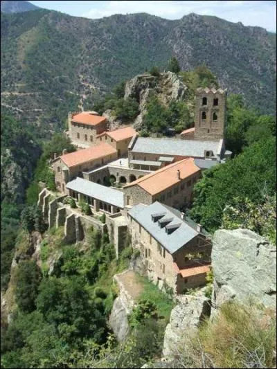 Sur quelle montagne, symbole du Roussillon, se trouve l'abbaye St-Martin ?