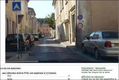 La rue est autorise aux vhicules dont le PTAC est suprieur  3. 5 tonnes ?