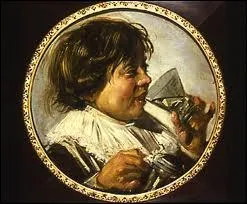 Qui a peint 'Portrait d'un garon riant avec un verre de vin' ?