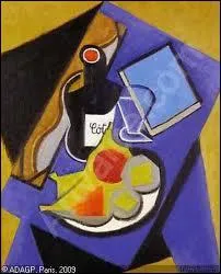 Qui a peint 'Plateau de fruits, bouteille de vin et livre' ?