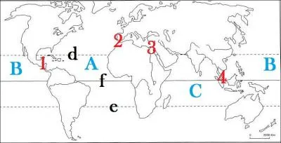 Sur ce planisphre,  quel ocan correspond la lettre C ?