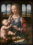 Quel est le titre du tableau, ralis vers 1473, o l'on voit la Vierge tenant une fleur, et l'enfant Jsus qui tente de l'attraper ?