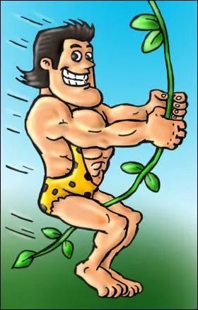Le hros est un genre de Tarzan super-bodybuild et trs maladroit. Que lui dit-on tout le temps, mme  plusieurs reprises dans le gnrique ?