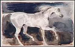 Qui a peint Cheval blanc trottant de profil  droite ?