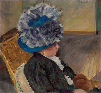 Qui a peint Jeune femme en chapeau bleu ?