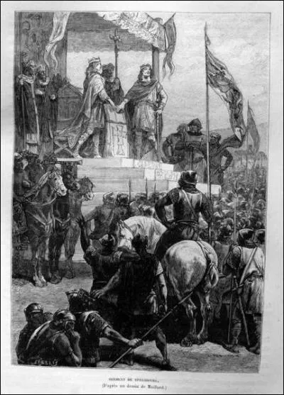 Le plus ancien texte connu en franais est le serment de Strasbourg, pacte entre les petit-fils de Charlemagne pour se partager l'empire.