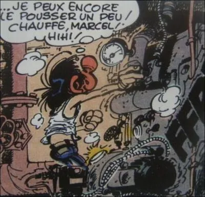 Ici, qu'essaie de faire Gaston avec les radiateurs des bureaux ?