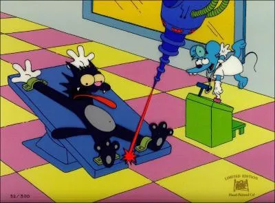 Dans quelle srie peut-on voir certains personnages regarder  la tlvision les aventures hyper-gores de la souris Itchy et du chat Scratchy ?
