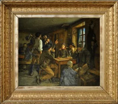 Il se spcialise dans les scnes de genre refltant les traditions vaudoises. Combien de personnages sont prsents dans ce 'Rcit de chasse' ? (CLIQUEZ sur l'image)