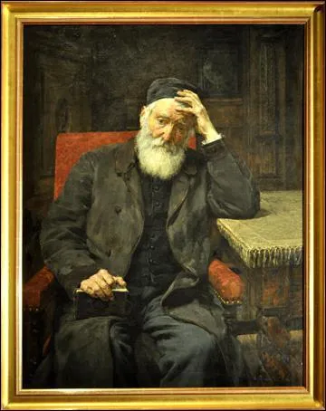 Dans cet mouvant portrait du pre de l'artiste, que distingue-t-on  l'arrire-plan  droite ? (CLIQUEZ sur l'image)