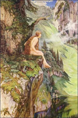 Ce tableau reprsente les 'Fes de Nairvaux' : l'une est assise sur une corniche, mais que font les trois autres ? (CLIQUEZ sur l'image)