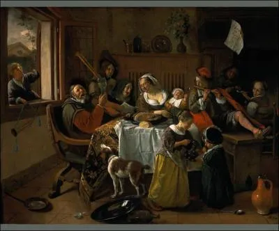 Le tableau le plus clbre de Steen s'intitule 'La famille joyeuse'. Combien d'instruments de musique voit-on dans cette scne ? (CLIQUEZ sur l'image)