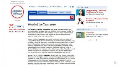 Quel a t le mot anglais le plus recherch en 2010 dans le dictionnaire en ligne Merriam-Webster ?