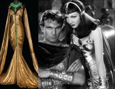 Dans quel péplum, qui porte le même titre qu'un célèbre film de Liz Taylor, Claudette Colbert s'est-elle illustrée dans une magnifique robe en or bordée de vert ?