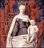 Sur le tableau de 'La vierge entoure d'anges' de Jean Fouquet, qu'est-ce qui est faux ?