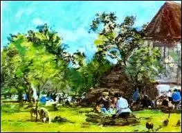 Quel peintre normand est l'auteur de ce tableau ' La ferme Saint- Simon ' ?