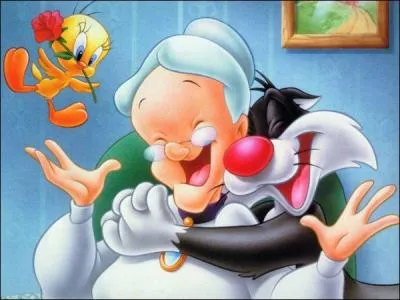 Qui sont les deux personnages a cot de cette grand-mre, que tous les jeunes Looney Tunes appellent Mm ?