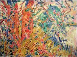 Avec son style inspir de Van gogh, ce peintre du courant fauviste ralise en 1904 ces ' Berges de la Seine  Chatou ' :