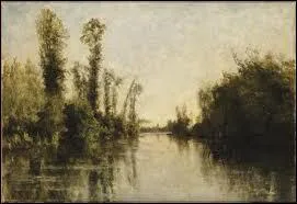 Ce peintre de l'cole de Barbizon a sign ces ' Bords de Seine  Mantes :