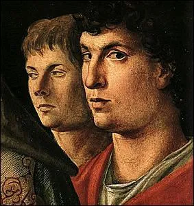 Qui est avec Mantegna sur ce double portrait, et qui en est le peintre ?
