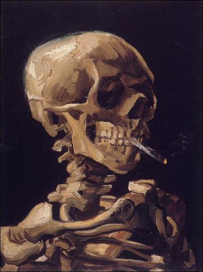 Qui a peint 'Crne de squelette fumant une cigarette' ?