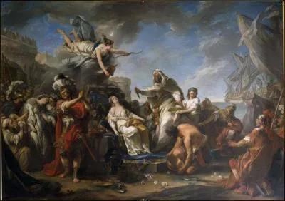 Elle devait tre sacrifie  la desse Artmis, pour que les vents puissent pousser la flotte grecque d'Aulis vers Troie :