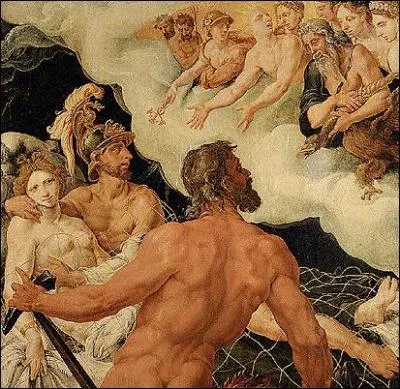 Hphastos cre un filet magique qu'il place sur le lit pour emprisonner le couple. Convoquant Zeus et les Olympiens, il leur rvle la duperie devant les amants emprisonns. Lesquels ?